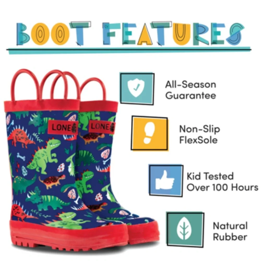 Lonecone, Puddle-a-saurus Dinosaur Rain Boot, Brand New, Size 1 Little Kid - Picture 2 of 7